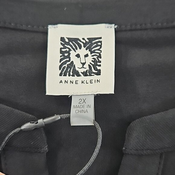 NEW Ann Klein Blouse Women's 2X Black V Neck Short Sleeve NWT Rivets Oversized - Picture 6 of 16